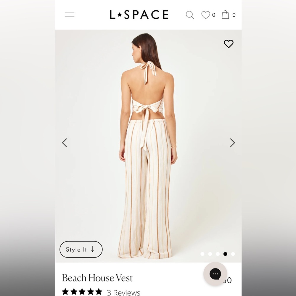 L*Space Beige and Yellow Beach House Vest and Pants - Picture 10 of 10